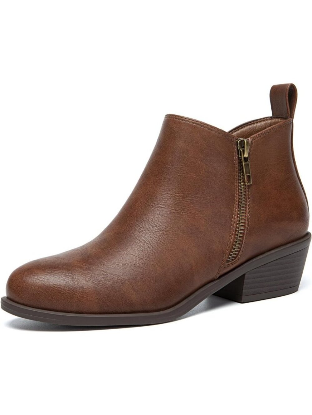 Stylish Chunky Low Heel Ankle Boots for Women with Side Zipper - Trendy Footwear